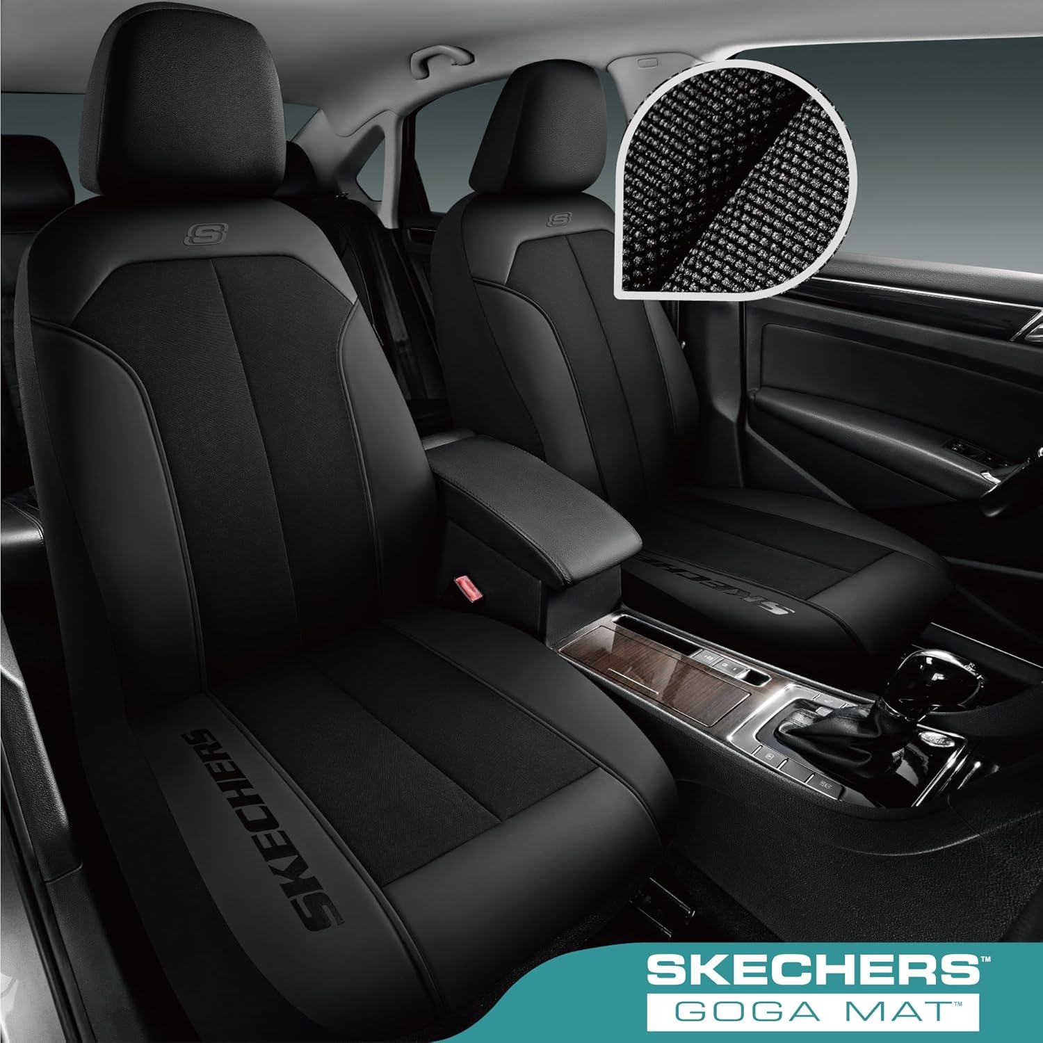 Skechers Car Seat Covers,GOGA Mat Oxford Cloth Seat Covers,Waterproof Car Seat Covers Front Seats,Automotive Universal Fit Seat Cover for Most Cars, Suvs, Trucks,Black